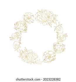 Elegant outline sketching of peony's flowers, vector illustration