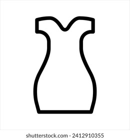 Elegant outline vector icon of a mini dress, tailored for applications, web, and design. Its sleek design exudes simplicity, enhancing fashion projects and modern visual aesthetics.