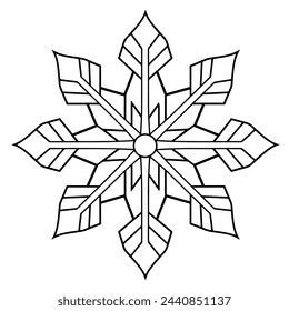 Elegant outline vector of a snowflake symbol.
