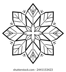 Elegante vector de contorno de un símbolo de copo de nieve.