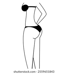 Elegant outline of a woman posing in a bikini attire