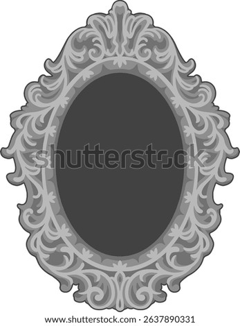 Elegant oval baroque frame with ornate curls, layered vector for laser cutting, decorative vintage template for wall or mirror art 3d