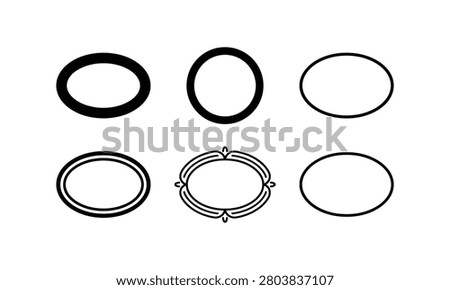 Elegant oval and circle frames for portraits and decorative elements.