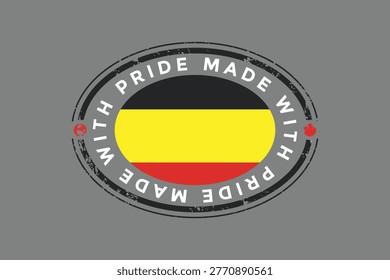 An elegant oval emblem displaying the iconic black, red, and yellow horizontal bands of the German national flag against a neutral gray background with a vintage stamp-like border for added flair.