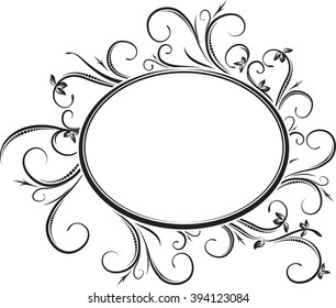 Elegant oval floral vector frame for your design or text.