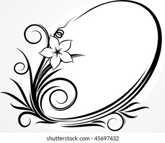 Elegant oval frame with flower