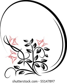 Elegant oval frame with flower. Vector