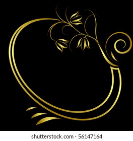 Elegant oval frame with flower. Vector