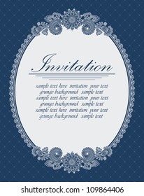Elegant oval frame on a blue background. Can be used as an invitation