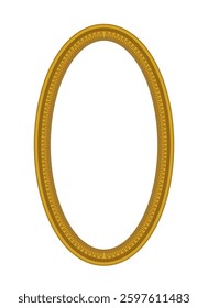 Elegant oval gold frame with intricate decorative patterns on a white background. Suitable for artwork, s, or mirror decoration. Vintage and classic concept. Vector illustration