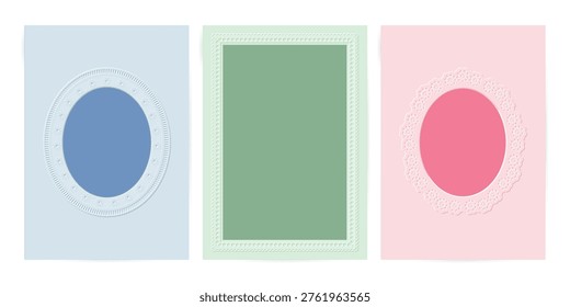 Elegant Oval And Rectangle Embossed Frames. Card Invitation or Photo Frame Vector template