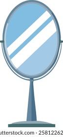 Elegant oval tabletop vanity mirror.