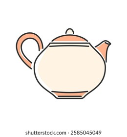 Elegant Oval Teapot. A teapot with an oval body, wide spout, and an artistic handle.