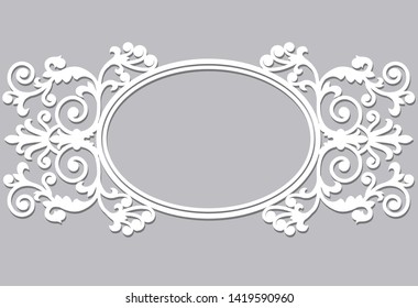 Elegant oval white frame on a white background