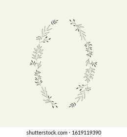 Elegant oval wreath for wedding design.