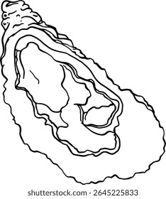 Desenho de caricatura de ostra elegante em estilo de esboço simples para embalagem de alimentos naturais menu de restaurante de educação de frutos do mar e visuais culinários Ilustração vetorial