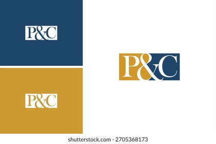 Elegant P and C Monogram Logo Design in Blue and Gold Color Palette for Professional Corporate Branding and Modern Visual Identity