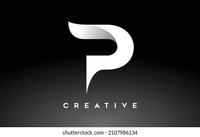 Elegant P Letter Logo Icon Design. White Letter P Logo Design with Minimalist Creative Look and soft Shaddow on Black background Vector