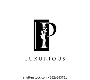 Elegant P Letter Swirl Logo. Black and White P With Classy Leaves Shape design perfect for fashion, Jewelry, Beauty Salon, Cosmetics, Spa, Hotel and Restaurant Logo. 