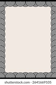Elegant page border featuring a repeating pattern of black and white Japanese waves or concentric arcs on all four sides. Ideal for certificates, invitations, or sophisticated digital documents