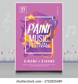 elegant paint music party festival flyer in creative style with modern sound wave shape Template design