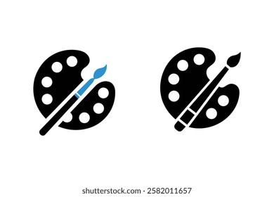 Elegant Paintbrush and Palette Icon for Aesthetic Designs, Paintbrush and palette symbol, Artistic tools icon, Digital art icon, Art equipment
