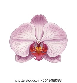 Elegant painting of pink orchids with lush green leaves, perfect for home decor, botanical art lovers, and serene interiors. Vibrant floral masterpiece adds a touch of natures beauty to any space.