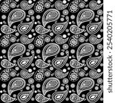 Elegant paisley pattern in black and white