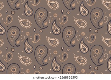 Elegant paisley pattern in muted beige and brown tones.  Perfect for textile design, wrapping paper, or website backgrounds.