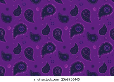 Elegant paisley pattern in rich purple hues.  Perfect for textile design, wallpaper, or fashion projects.  Intricate details create a luxurious and sophisticated aesthetic.