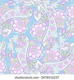 Elegant Paisley Seamless Vector Pattern. Indian floral motifs for fabric designs
