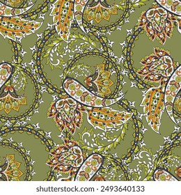 Elegante Paisley nahtlose Vektorgrafik Muster. Indische Blumenmotive für Stoffdesigns