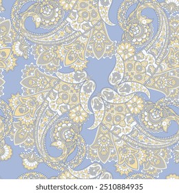 Elegant Paisley Seamless Vector Pattern. Indian floral motifs for fabric designs