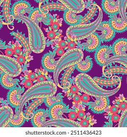Elegantes nahtloses Paisley-Vektormuster. Indische Blumenmotive für Stoffdesigns