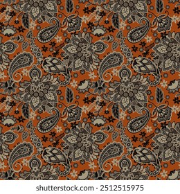 Elegant Paisley Seamless Vector Pattern. Indian floral motifs for fabric designs