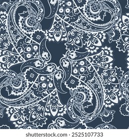 Elegante padrão de vetor sem emenda Paisley. Motivos florais indianos para designs de tecidos