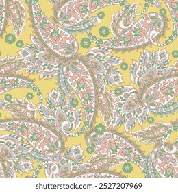 Elegante patrón de Vector sin costuras Paisley. Motivos florales indios para diseños de tela