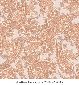 Elegantes nahtloses Paisley-Vektormuster. Indische Blumenmotive für Stoffdesigns