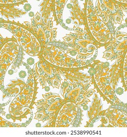 Elegant Paisley Seamless Vector Pattern. Indian floral motifs for fabric designs
