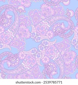 Elegant Paisley Seamless Vector Pattern. Indian floral motifs for fabric designs