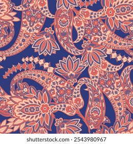 Elegante patrón de Vector sin costuras Paisley. Motivos florales indios para diseños de tela