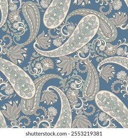 Elegante padrão de vetor sem emenda Paisley. Motivos florais indianos para designs de tecidos