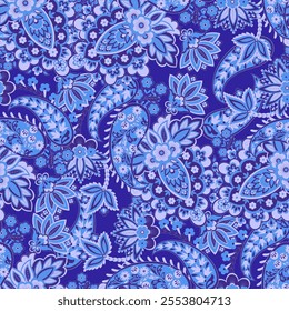 Elegant Paisley Seamless Vector Pattern. Indian floral motifs for fabric designs