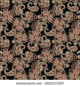 Elegant Paisley Seamless Vector Pattern. Indian floral motifs for fabric designs