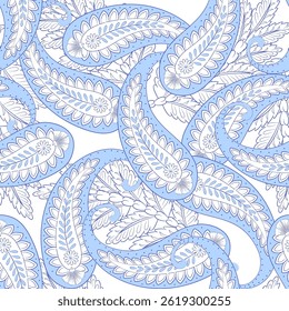 Elegant Paisley Seamless Vector Pattern. Indian floral motifs for fabric designs