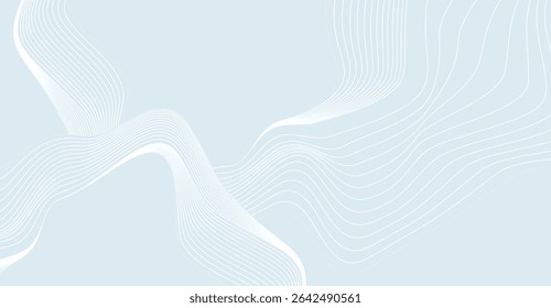 Fundo azul pálido elegante com linhas brancas fluindo delicadas que criam uma estética serena e minimalista adequada para projetos contemporâneos