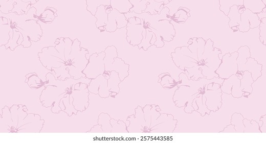 Elegant pale pink floral background.  Delicate line art flowers create a seamless pattern perfect for feminine branding, wedding stationery, or textile designs.  Soft and sophisticated aesthetic.