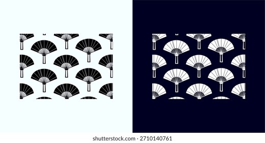 Elegant Palm Fan Patterns in Navy and White for Artistic Decor
