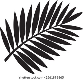 Elegant palm leaf silhouette with sleek, natural lines. Perfect for tropical, minimalist, or nature-inspired themes, adding a calming, exotic touch to any project or decor.