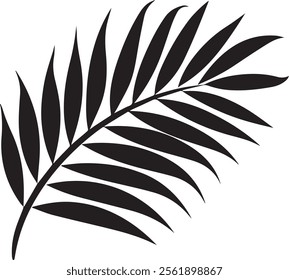 Elegant palm leaf silhouette with sleek, natural lines. Perfect for tropical, minimalist, or nature-inspired themes, adding a calming, exotic touch to any project or decor.